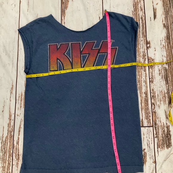 KISS SCOOP NECK BLUE COTTON T SHIRT - Picture 2 of 6